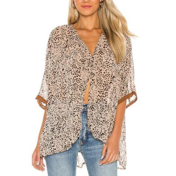 Intimately Free People Womens Animal Print Sleepin in Shirt XS Tan Oversized NWT - Picture 1 of 6